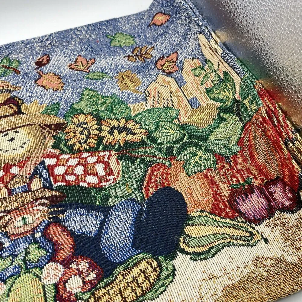 Vintage Tapestry Cotton Happy Harvest Placemats - Set Of 6